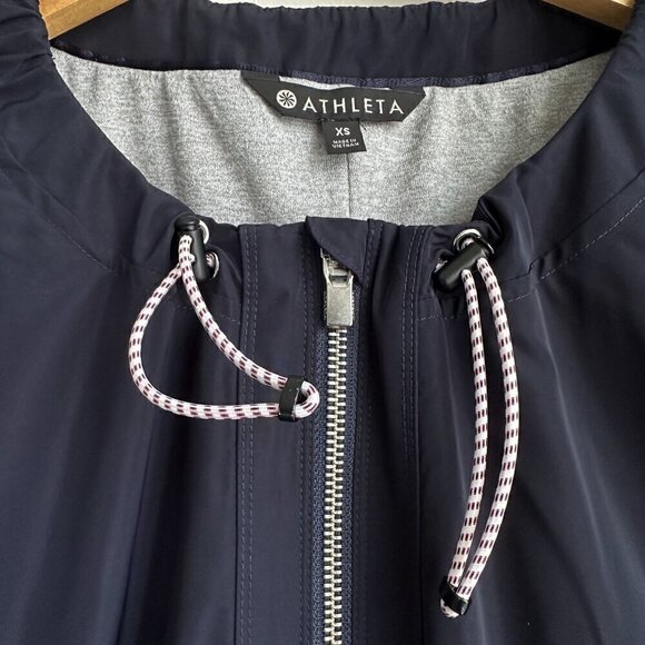 ATHLETA Chill Bomber Jacket - Sporty Drawstring Navy Blue - Picture 9 of 16